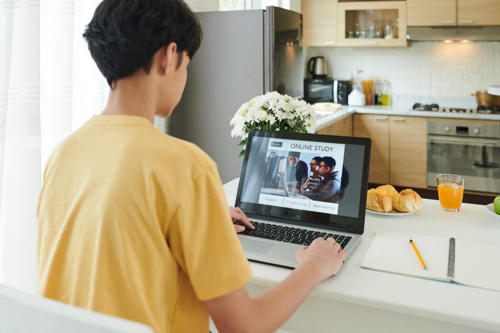 Teenage Boy Studying Online